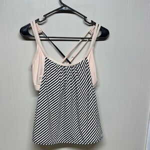 CALIA by Carrie Underwood Pink White and Black Flattering Tankini Top
